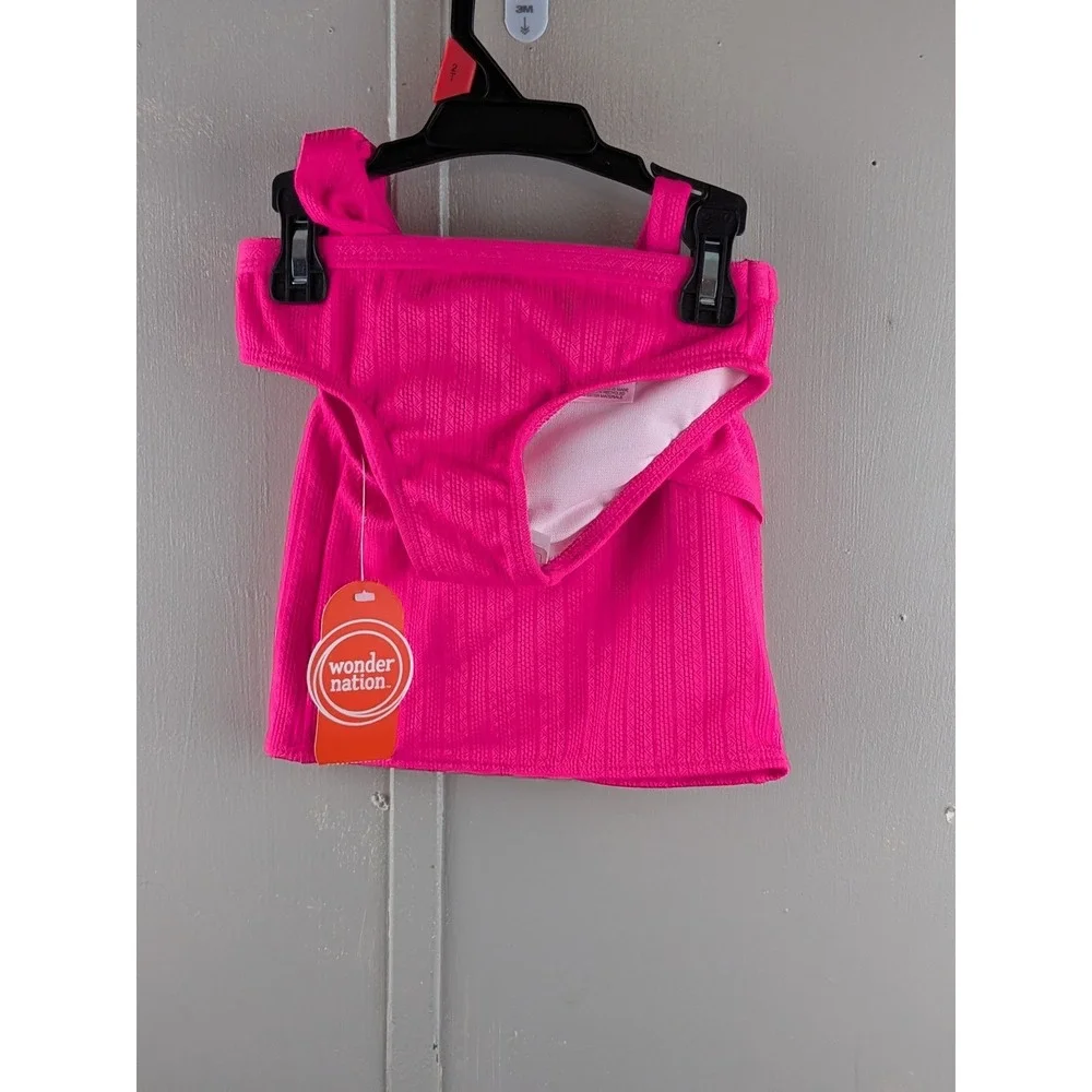 Wonder Nation Girls Hot Pink Ruffle One Shoulder Skirted Swimsuit Set 2T NWT